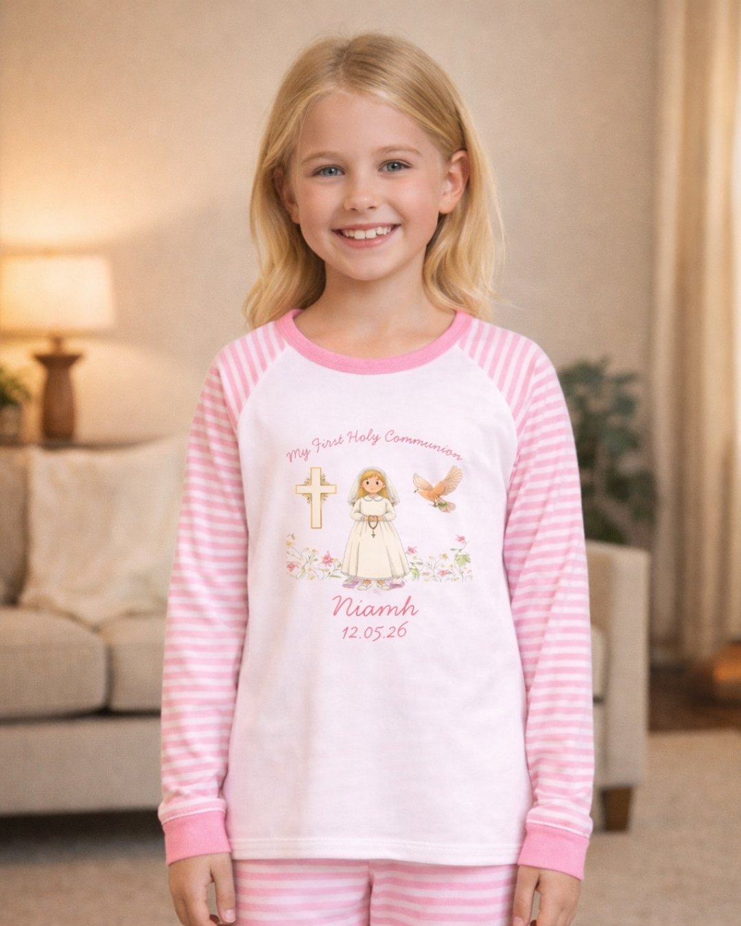 Pink Holy Communion Pyjamas - Personalised