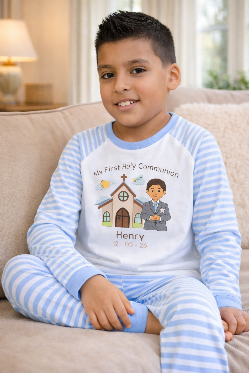 Blue Holy Communion Pyjamas - Personalised