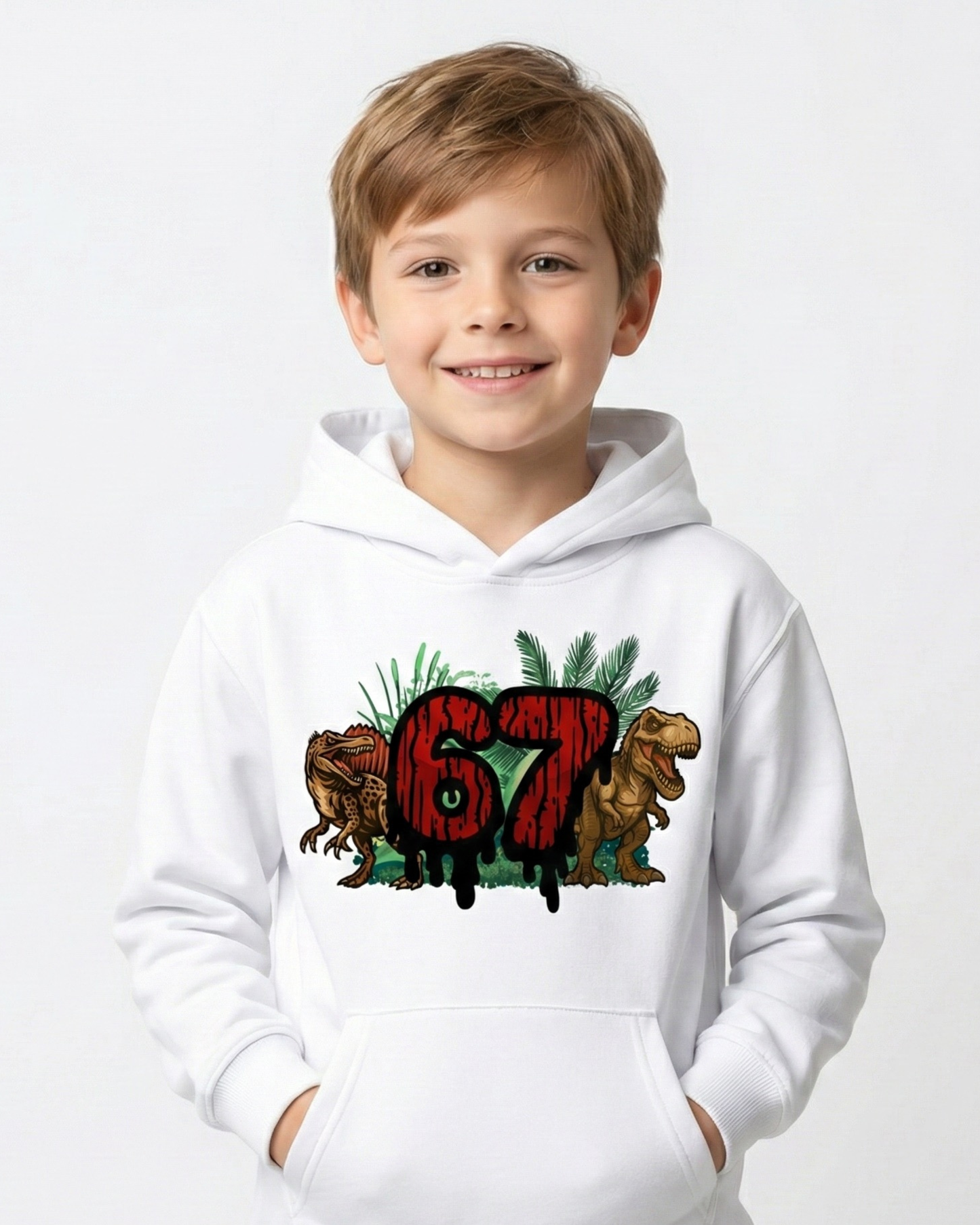 “67” Dino Hoodie for Kids