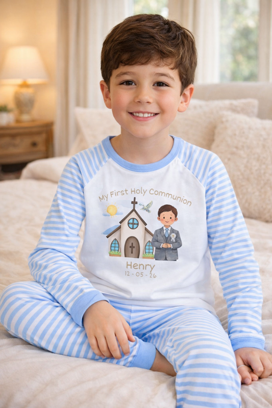 Blue Holy Communion Pyjamas - Personalised