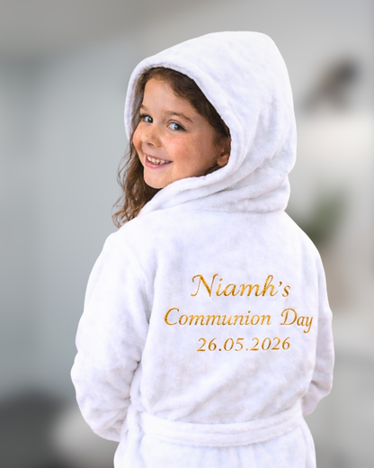 White Cotton Velour Robe for Holy Communion