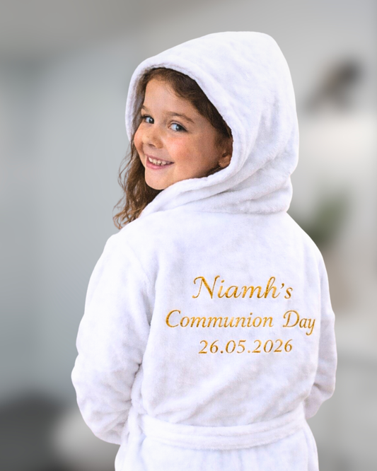 White Cotton Velour Robe for Holy Communion