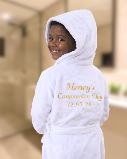 White Cotton Velour Robe for Holy Communion