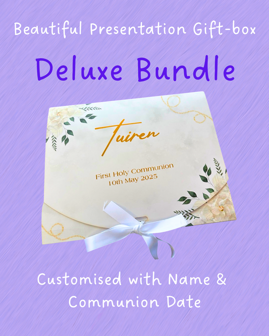 Girls Deluxe First Holy Communion Gift Box – Personalised Bundle with Pyjamas, Robe, Slippers & More