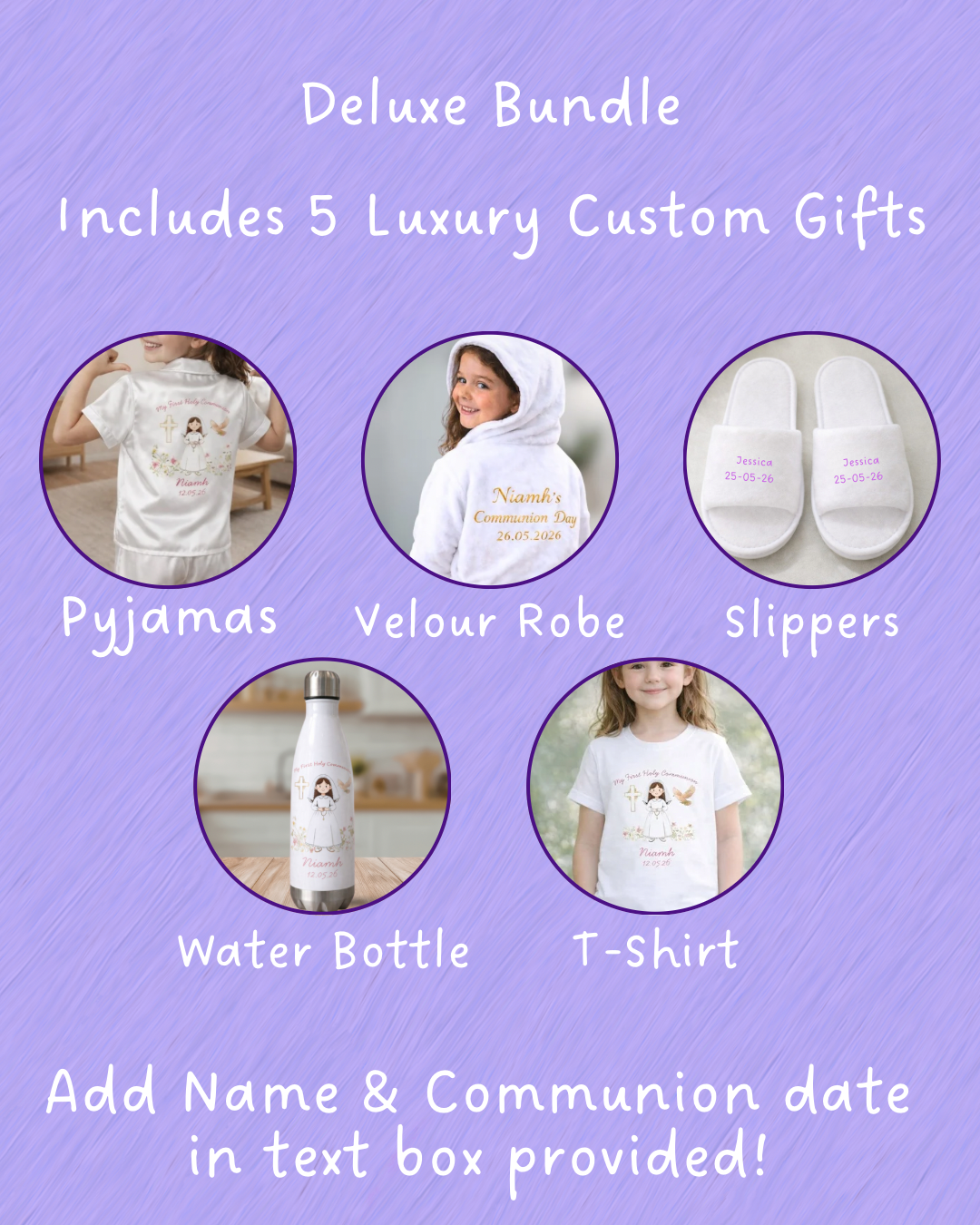 Girls Deluxe First Holy Communion Gift Box – Personalised Bundle with Pyjamas, Robe, Slippers & More