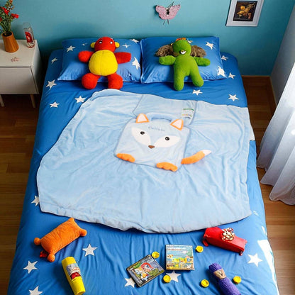 Personalised Blue Fox Quillow – Pillow & Quilt in One