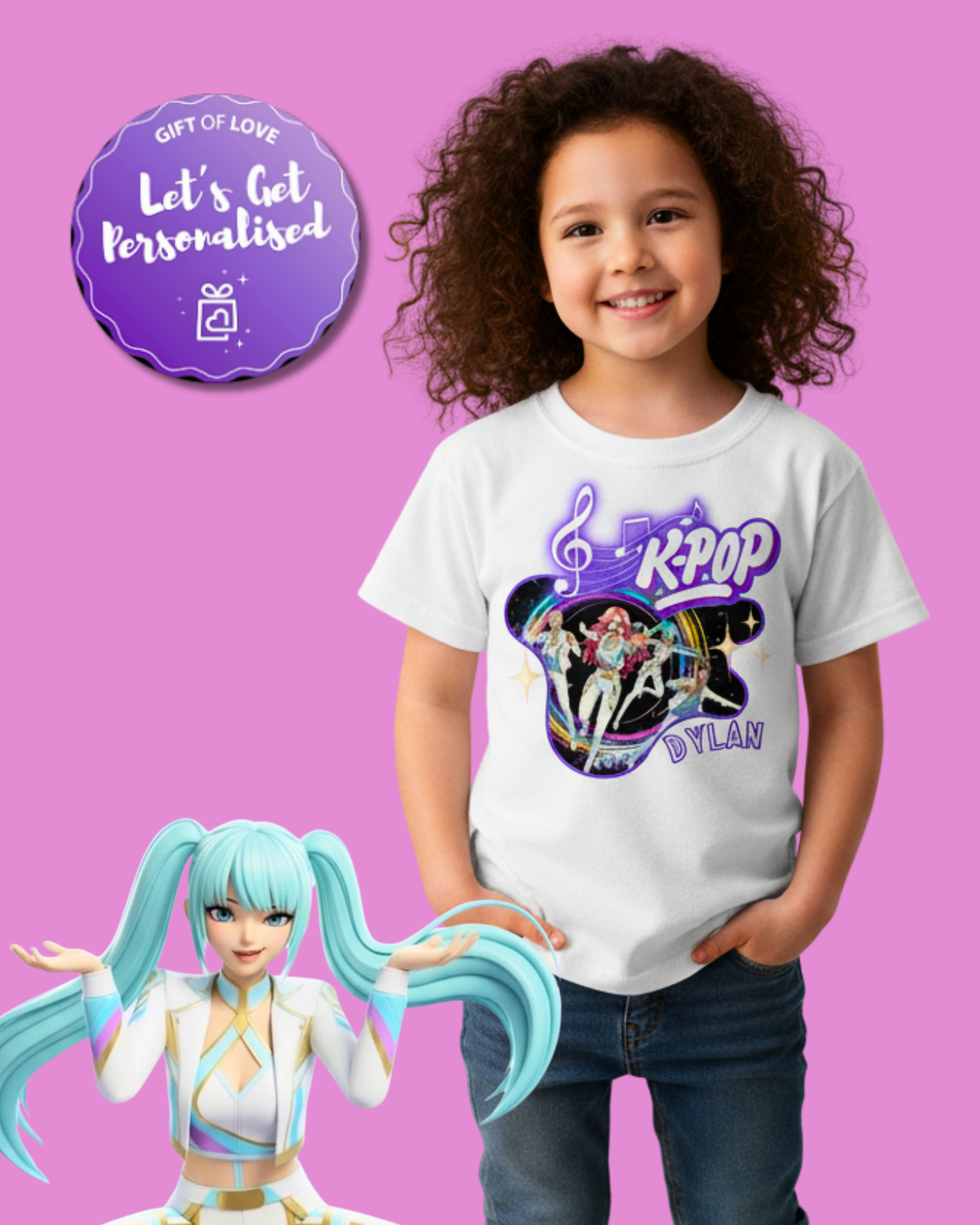 Personalised K-Pop T-Shirt for Kids