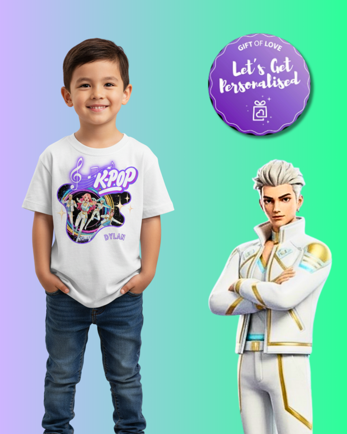 Personalised K-Pop T-Shirt for Kids